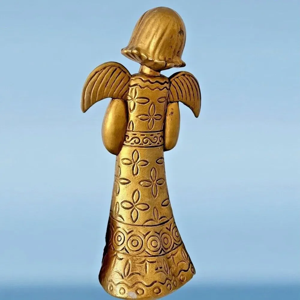 Christmas Angel Gold Plastic Vintage 1970s 6 1/2 Inches Tall